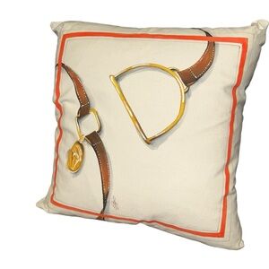 Breeders cup Hand Painted Bridle & Stirrup throw accent Pillow equestrian horses